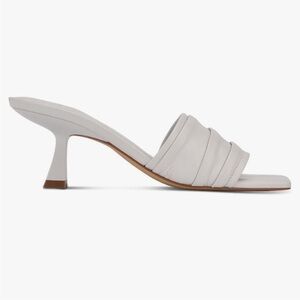 Marc Fisher Womens White Ruched Square Toe Kitten Heel